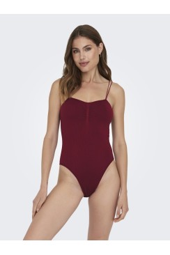Body Dama Only Onlvicky Seaml Rib Strap Cabernet